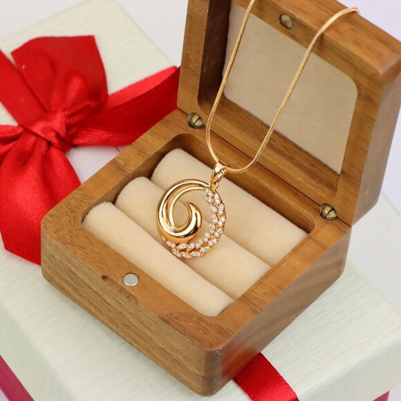 "Elegant Rose Gold Spiral Pendant with Sparkling Stone Accents, XPPT1243 - Picture 11 of 12